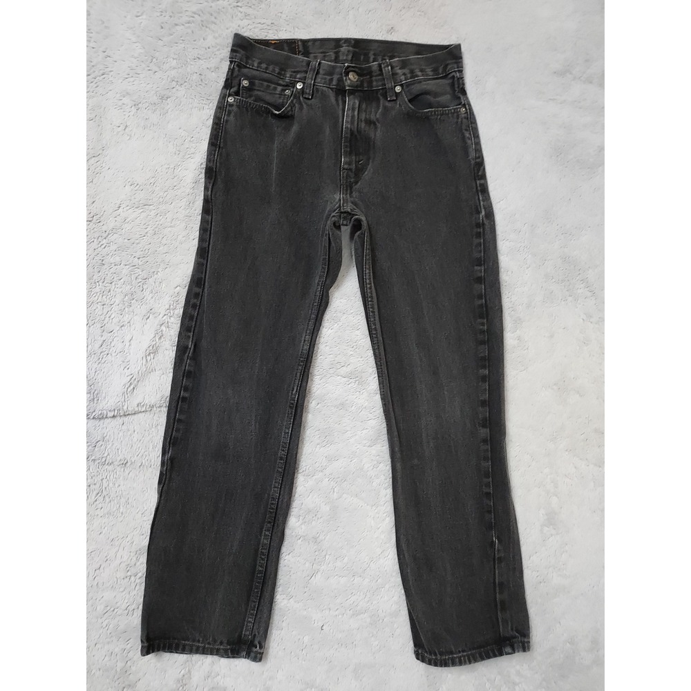 Levis 505 Jeans Mens 29x30 Regular Fit Straight Leg Faded Black Denim Casual
